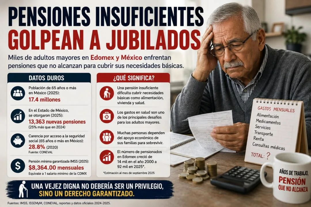 Pensiones insuficientes golpean a jubilados