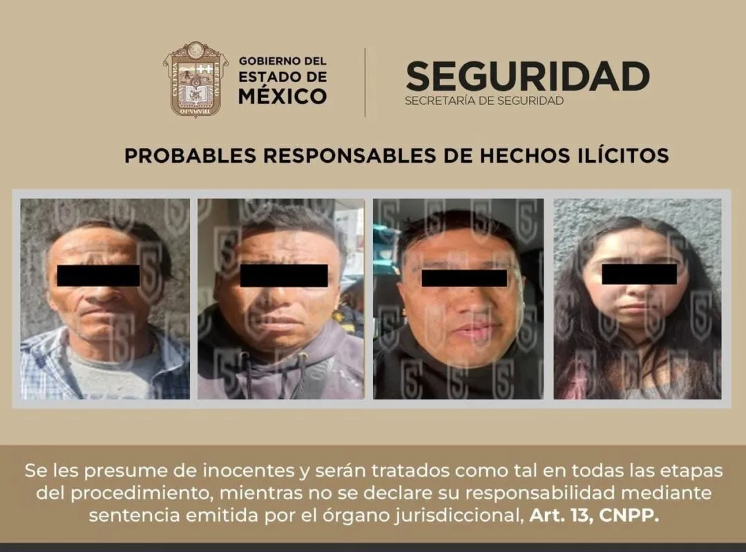 Gracias al rastreo del C5, la SSEM localiza y detiene a cuatro implicados en homicidio cometido en Tultepec