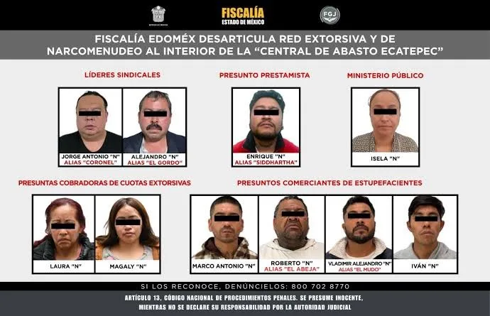 Cae falsa red sindical y de extorsión en la Central de Abasto de Ecatepec; hay 10 detenidos