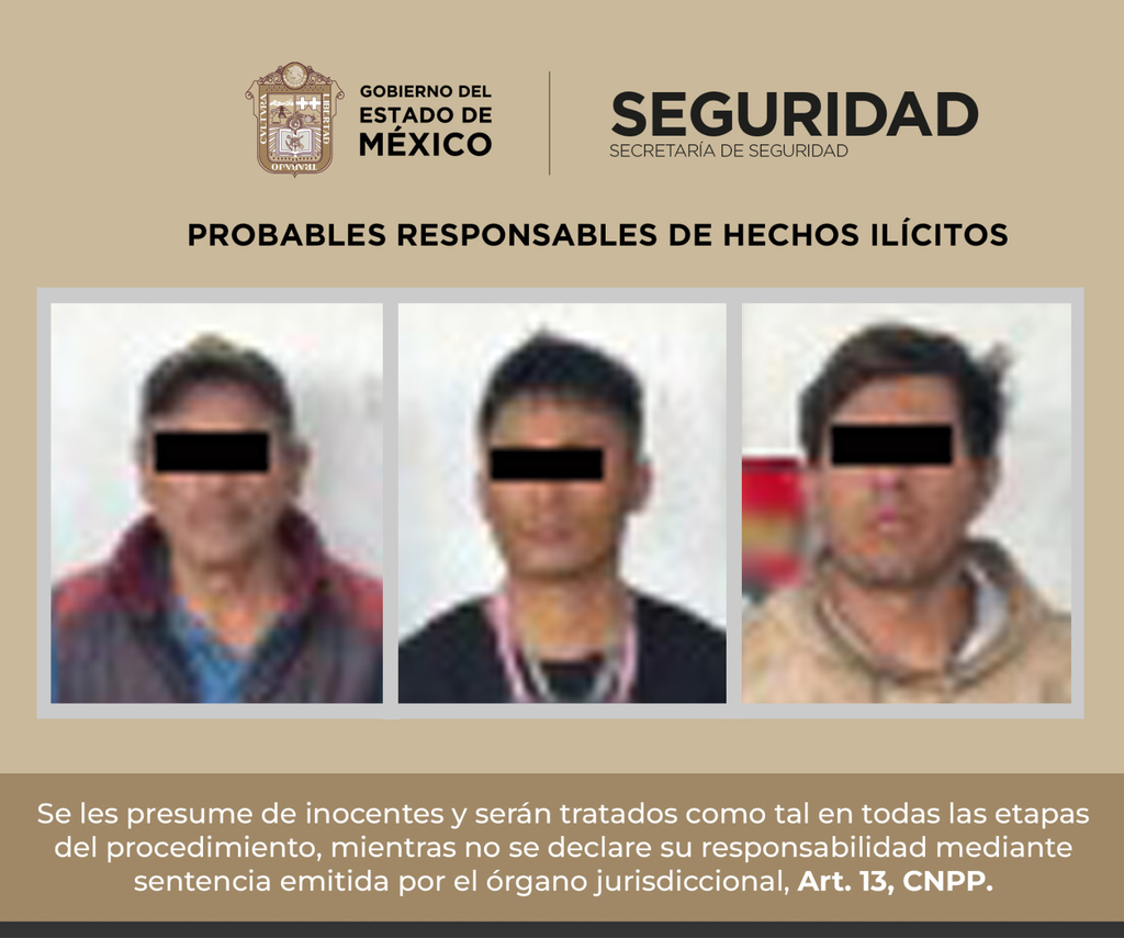 Capturan a tres sujetos por lesionar con disparos a una persona en Nezahualcóyotl