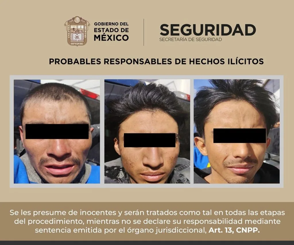 Caen tres sujetos en Toluca con dosis de cristal y réplicas de armas tras acción coordinada