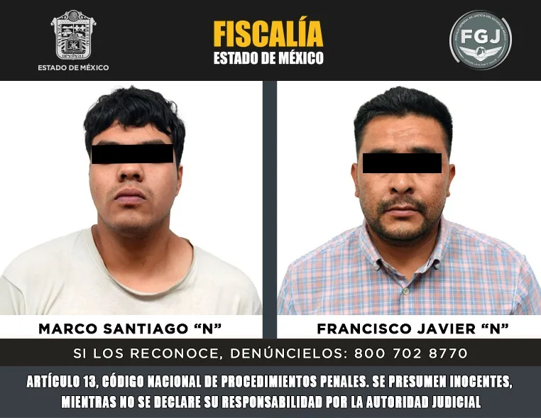 Aprehenden a Francisco Javier “N” y Marco Santiago “N” por presunto homicidio calificado en Huixquilucan