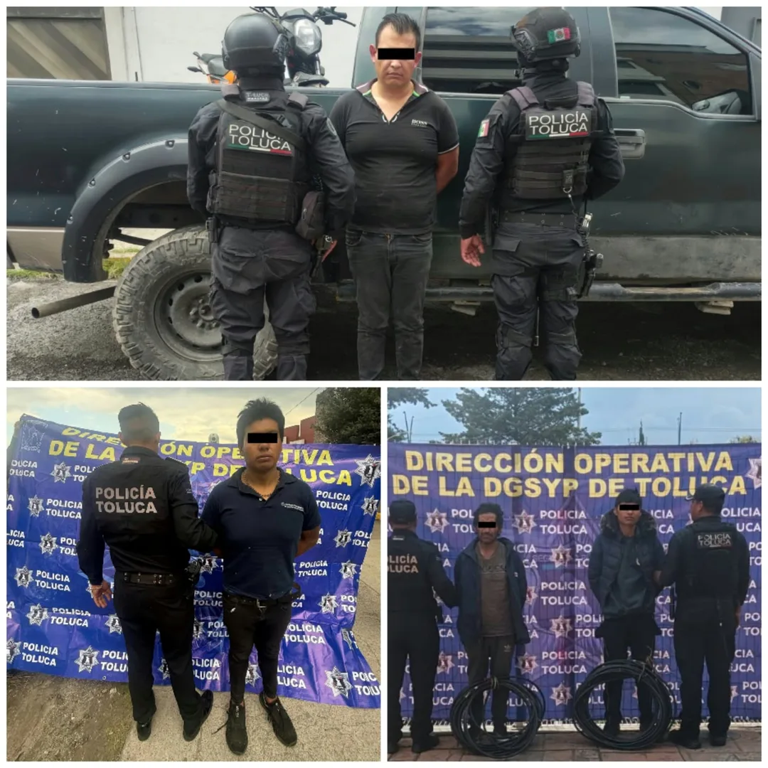 Operativos en Toluca dejan 4 detenidos en San Mateo Otzacatipan, Capultitlán y San Miguel Totoltepec