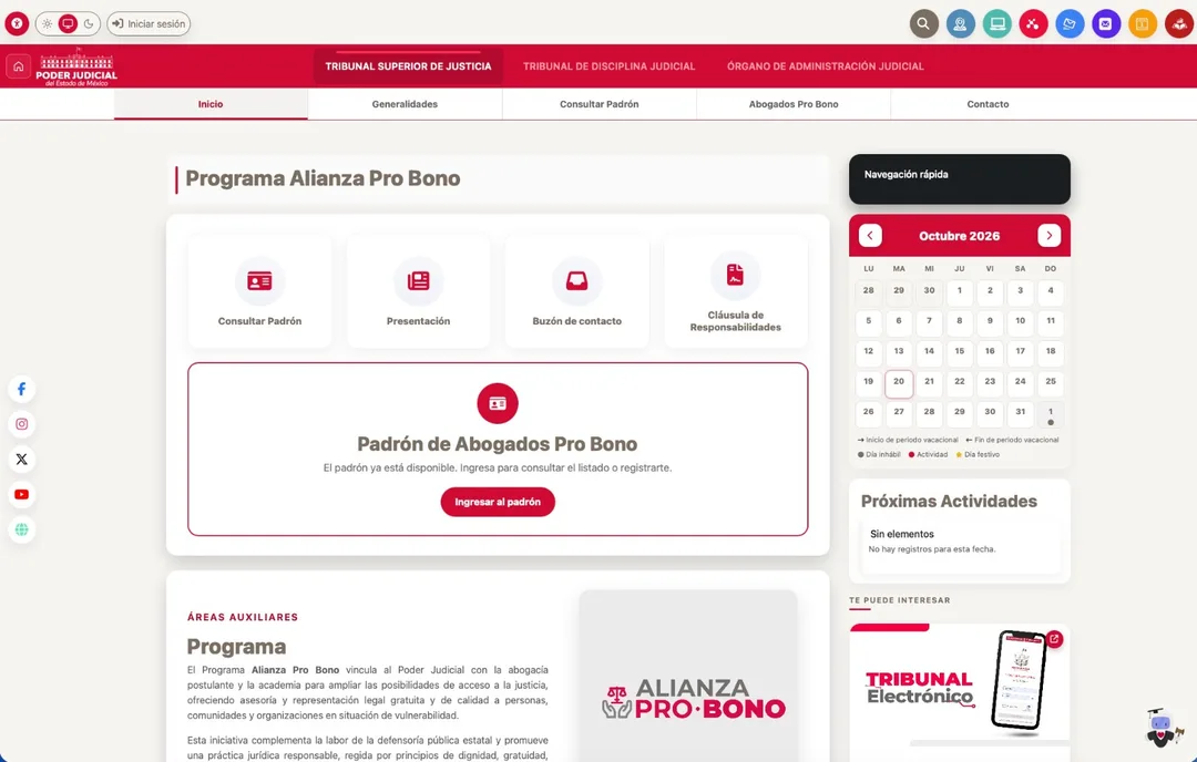 El PJEdomex abre registro para abogados en la Alianza Pro Bono